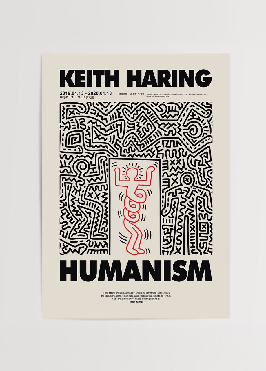 Keith Haring Humanism Poster – Modern Çizgisel Sanat Poster Baskı