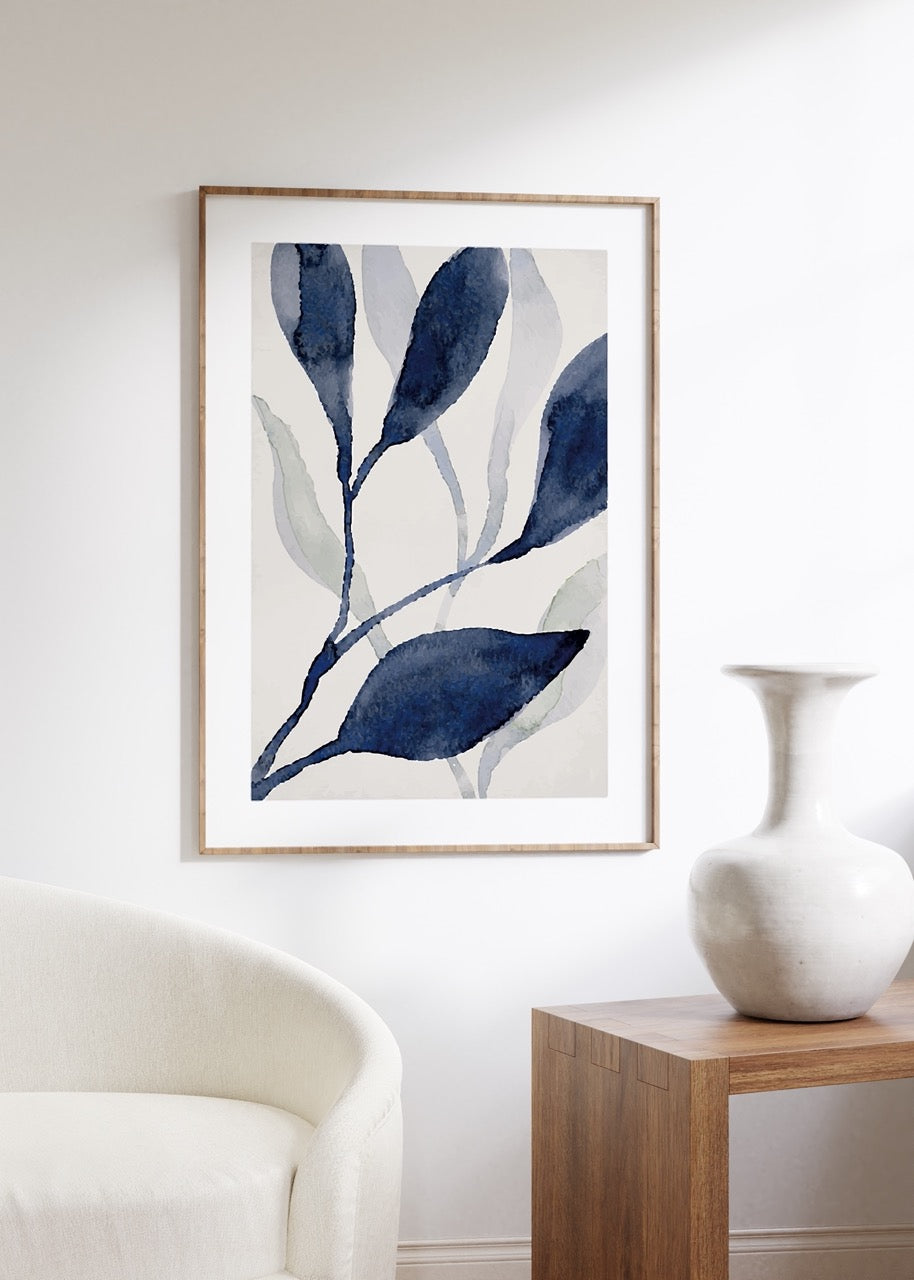 Abstract Blue Leaves No.2 Unframed Poster