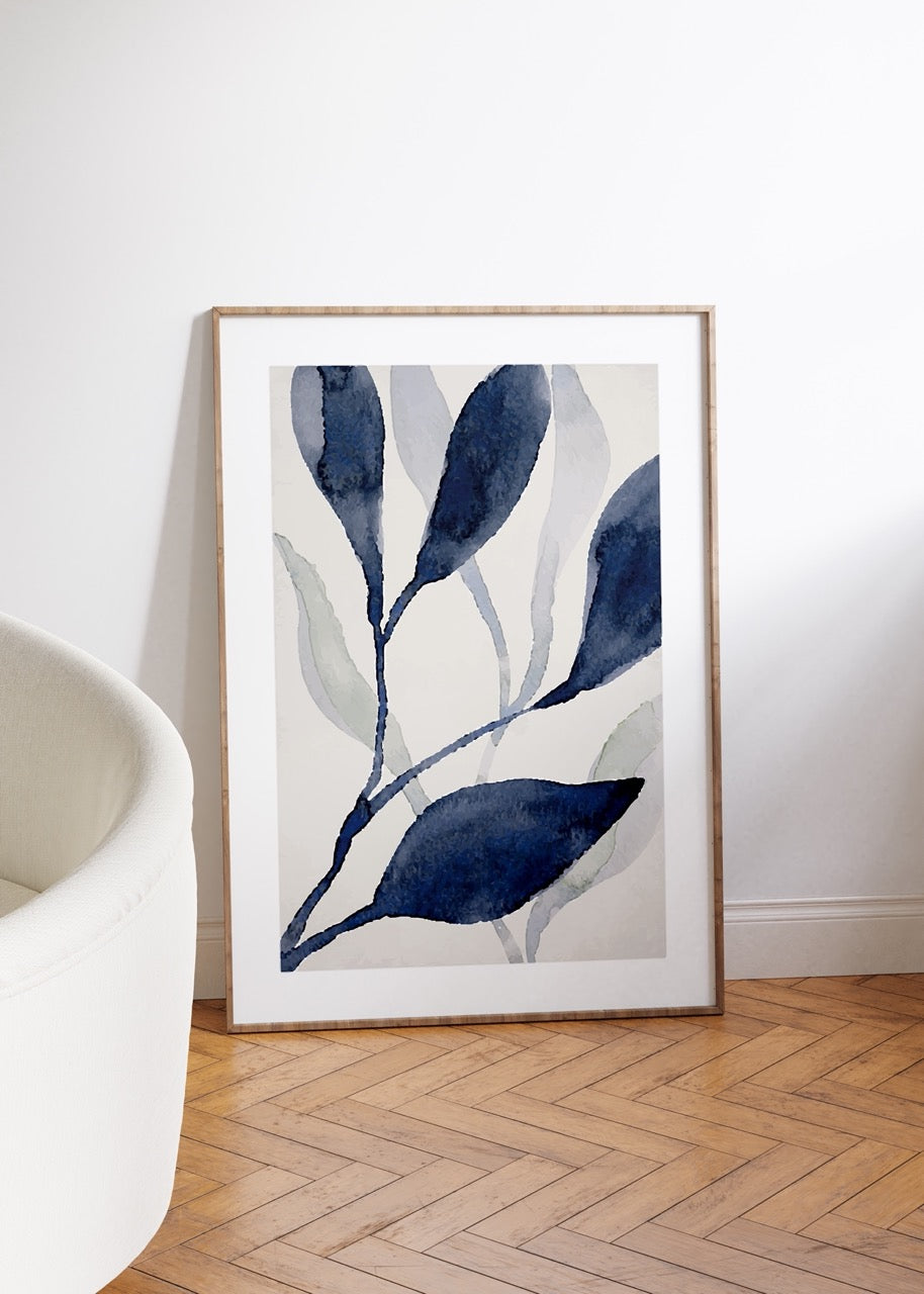 Abstract Blue Leaves No.2 Unframed Poster