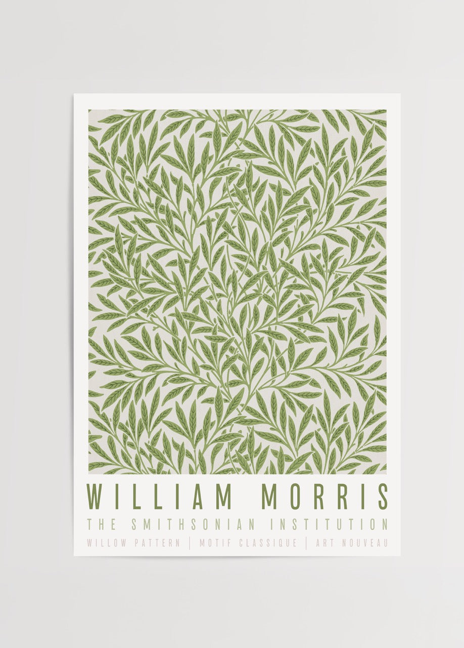 William Morris tarafından tasarlanmış yeşil söğüt desenli Art Nouveau tarzı poster baskı.