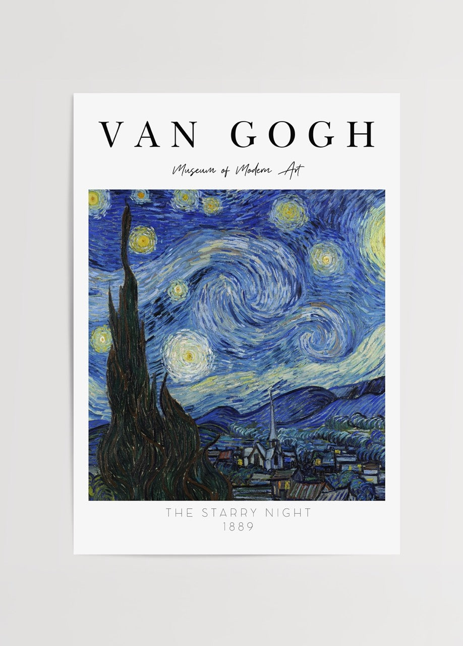 Vincent van Gogh’un Yıldızlı Gece tablosundan esinlenen dekoratif sanat posteri