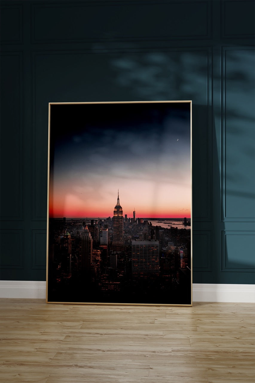 New York Sunset Photo Frameless Poster