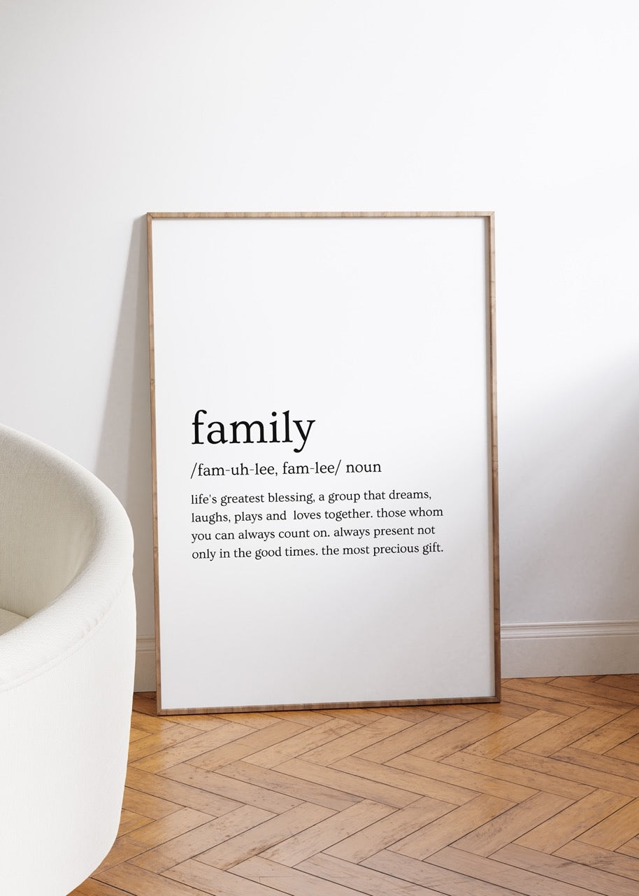 Family Kelime Çerçevesiz Poster