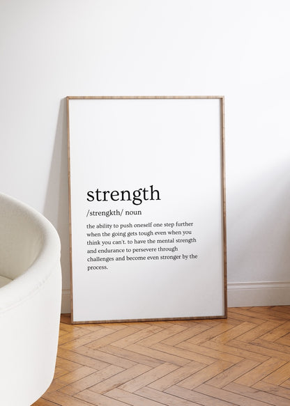 Strength Kelime Çerçevesiz Poster