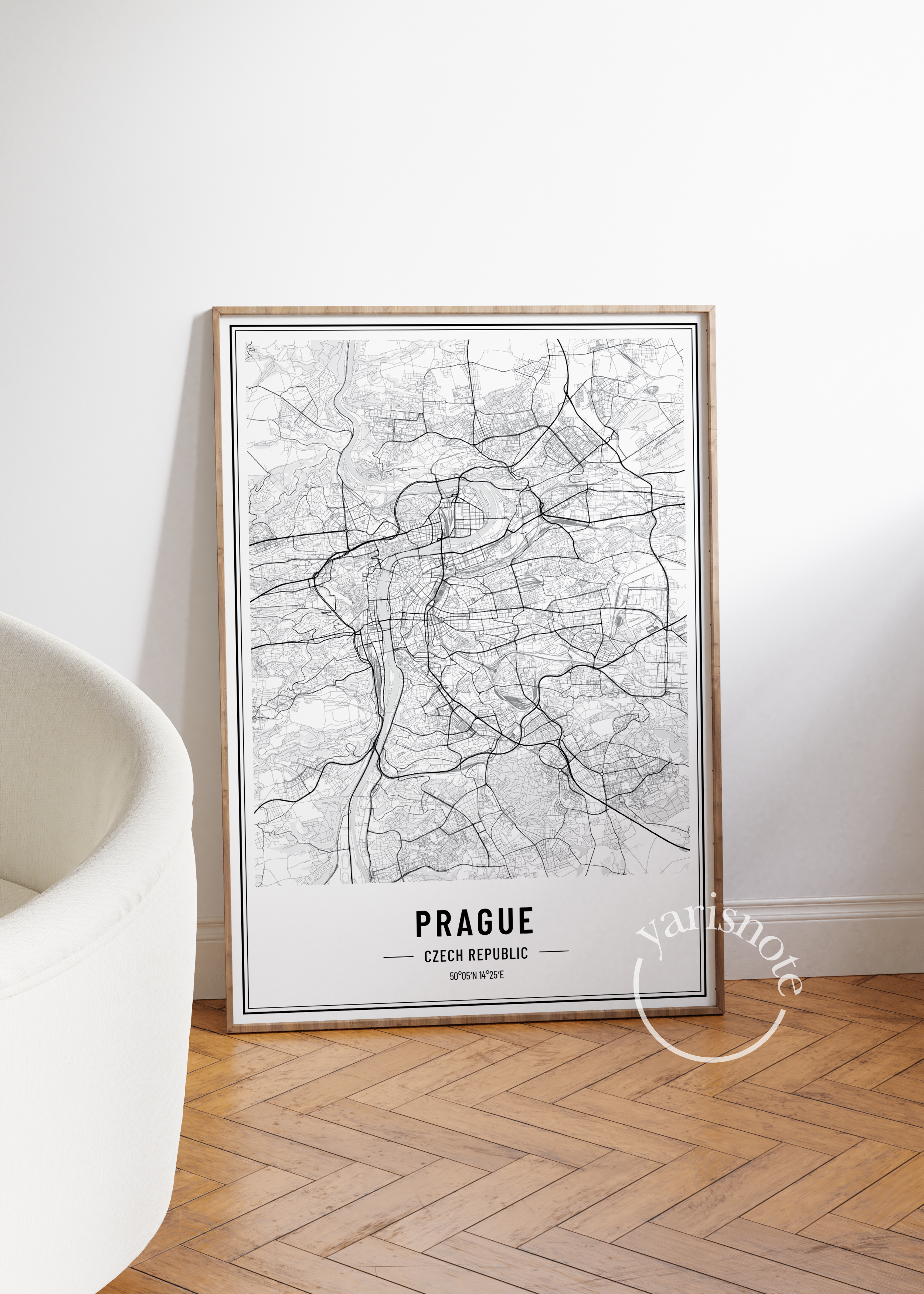 Prague Map Çerçevesiz Poster