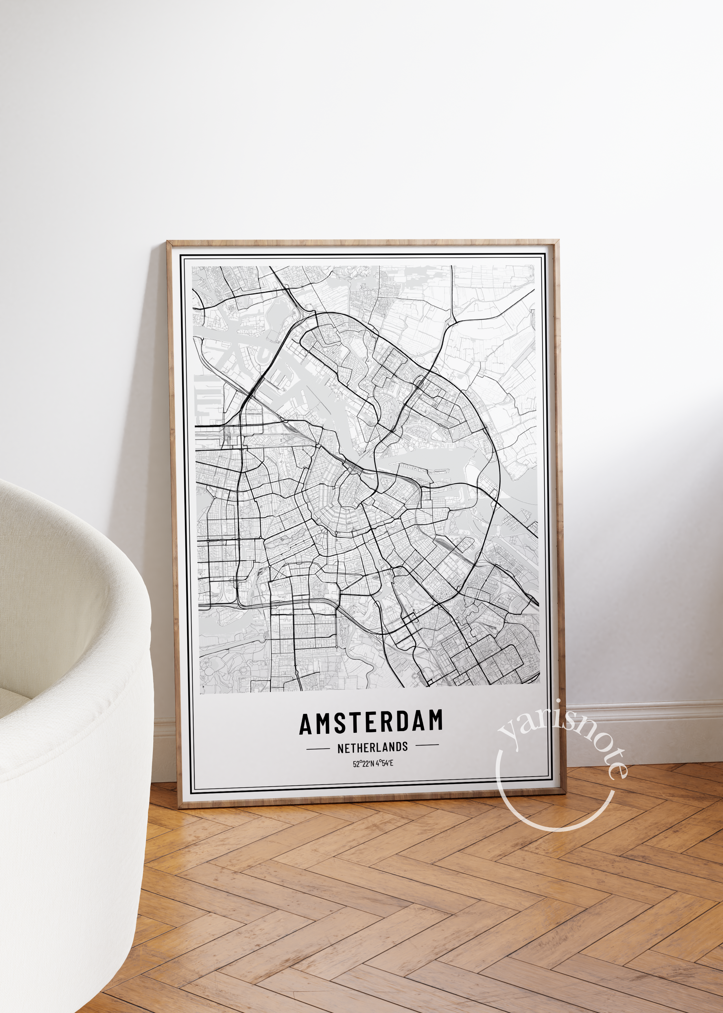 Amsterdam Map Çerçevesiz Poster