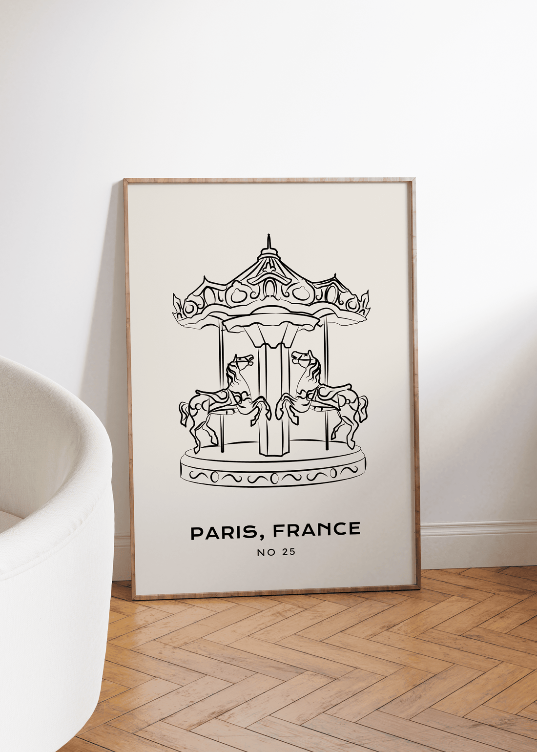Paris France Line Art Çerçevesiz Poster