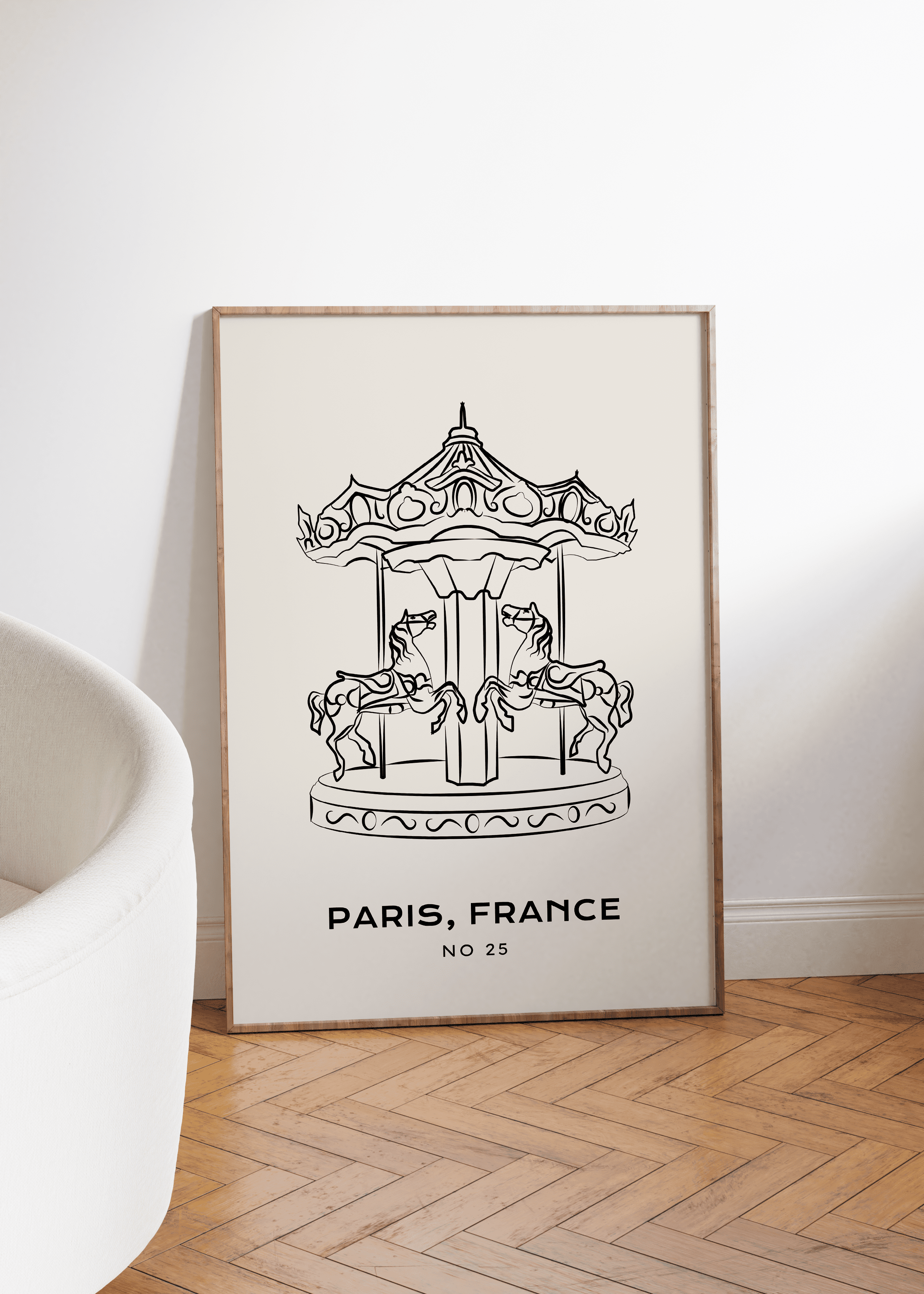 Paris France Line Art Unframed Poster
