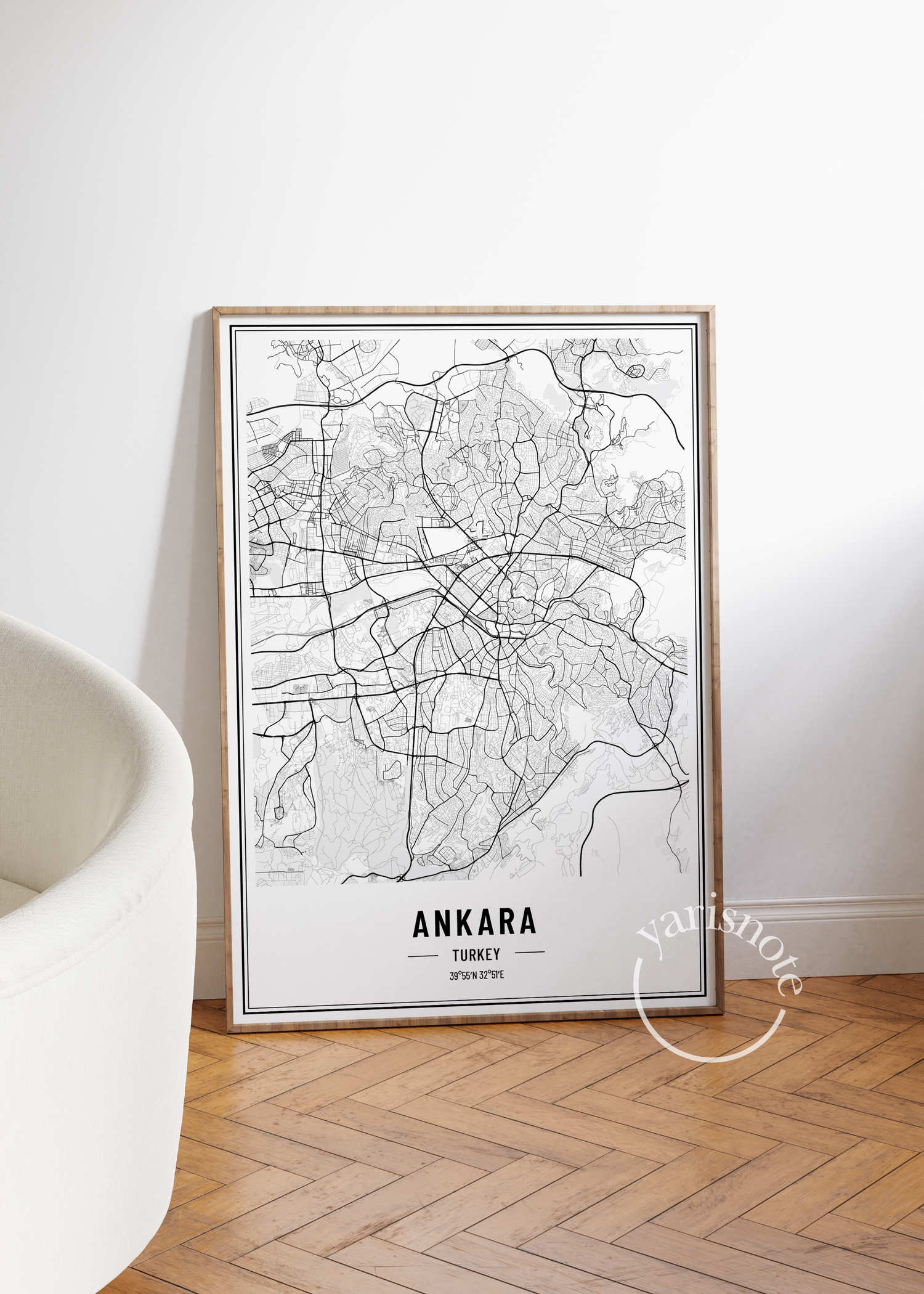 Ankara Map Çerçevesiz Poster