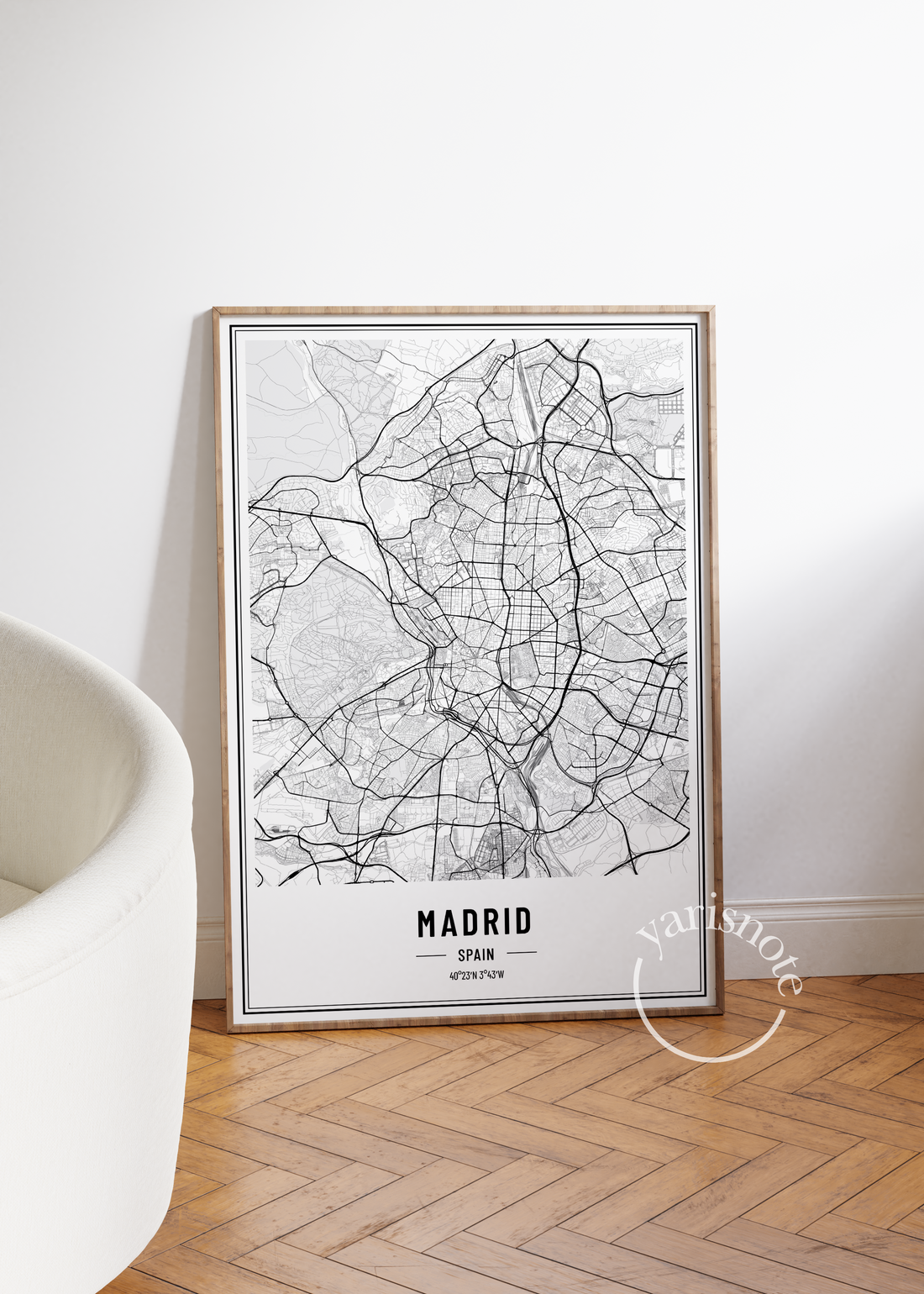Madrid Map Çerçevesiz Poster