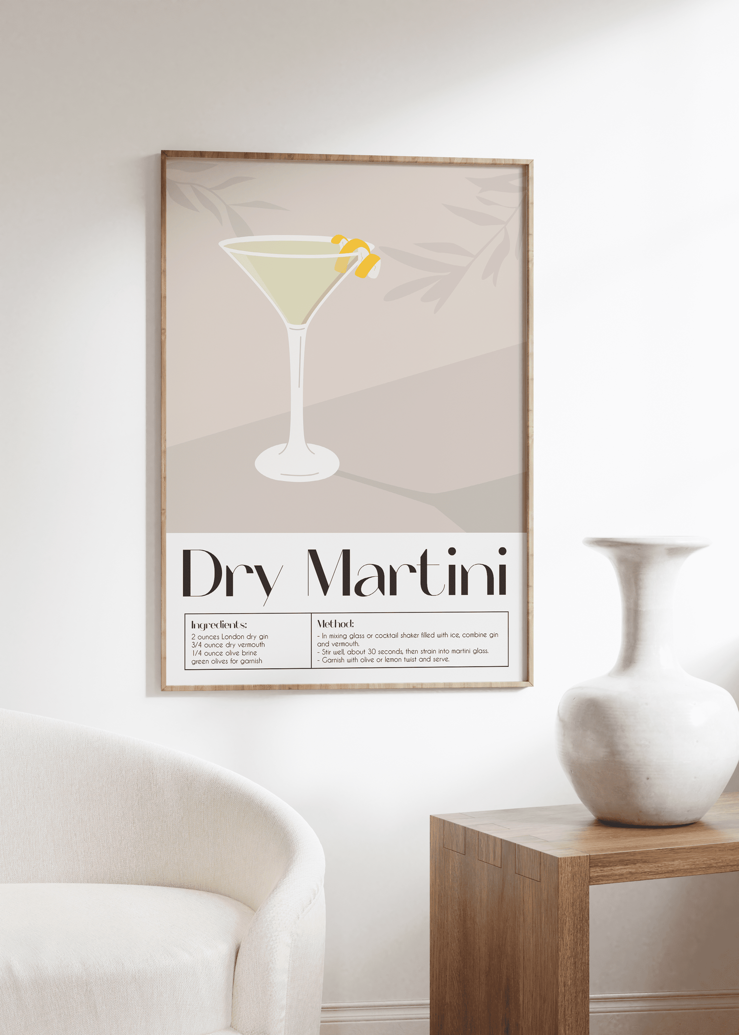 Cocktail Dry Martini Çerçevesiz Poster