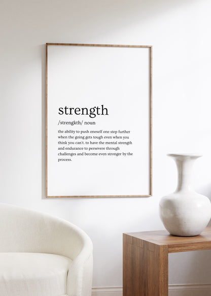 Strength Word Frameless Poster