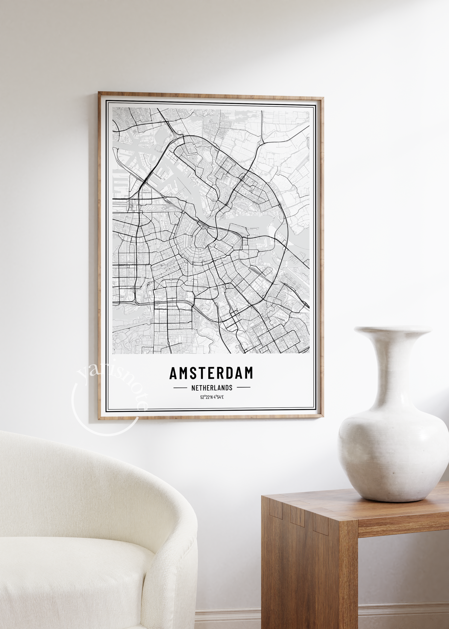 Amsterdam Map Çerçevesiz Poster