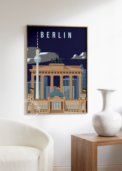 Berlin City Çerçevesiz Poster