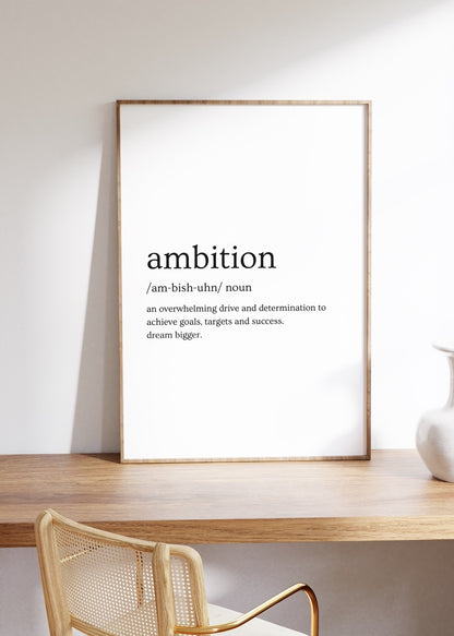 Ambition Kelime Çerçevesiz Poster