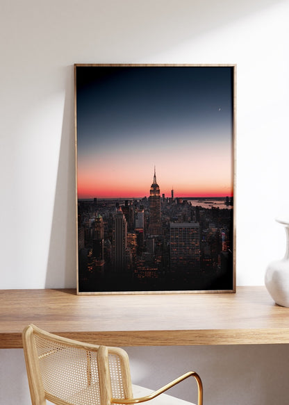 New York Sunset Photo Frameless Poster