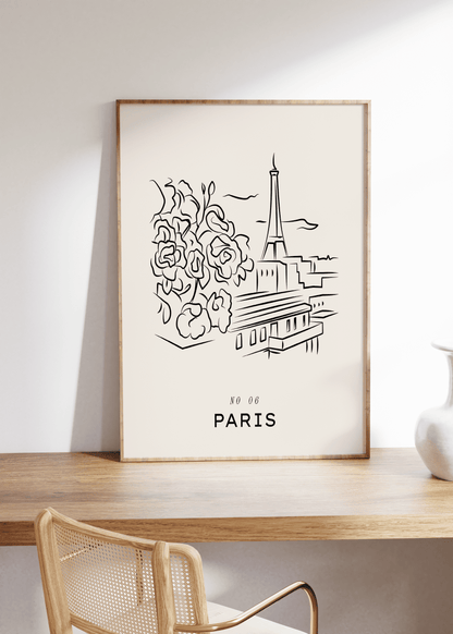 Paris Line Art Unframed Poster
