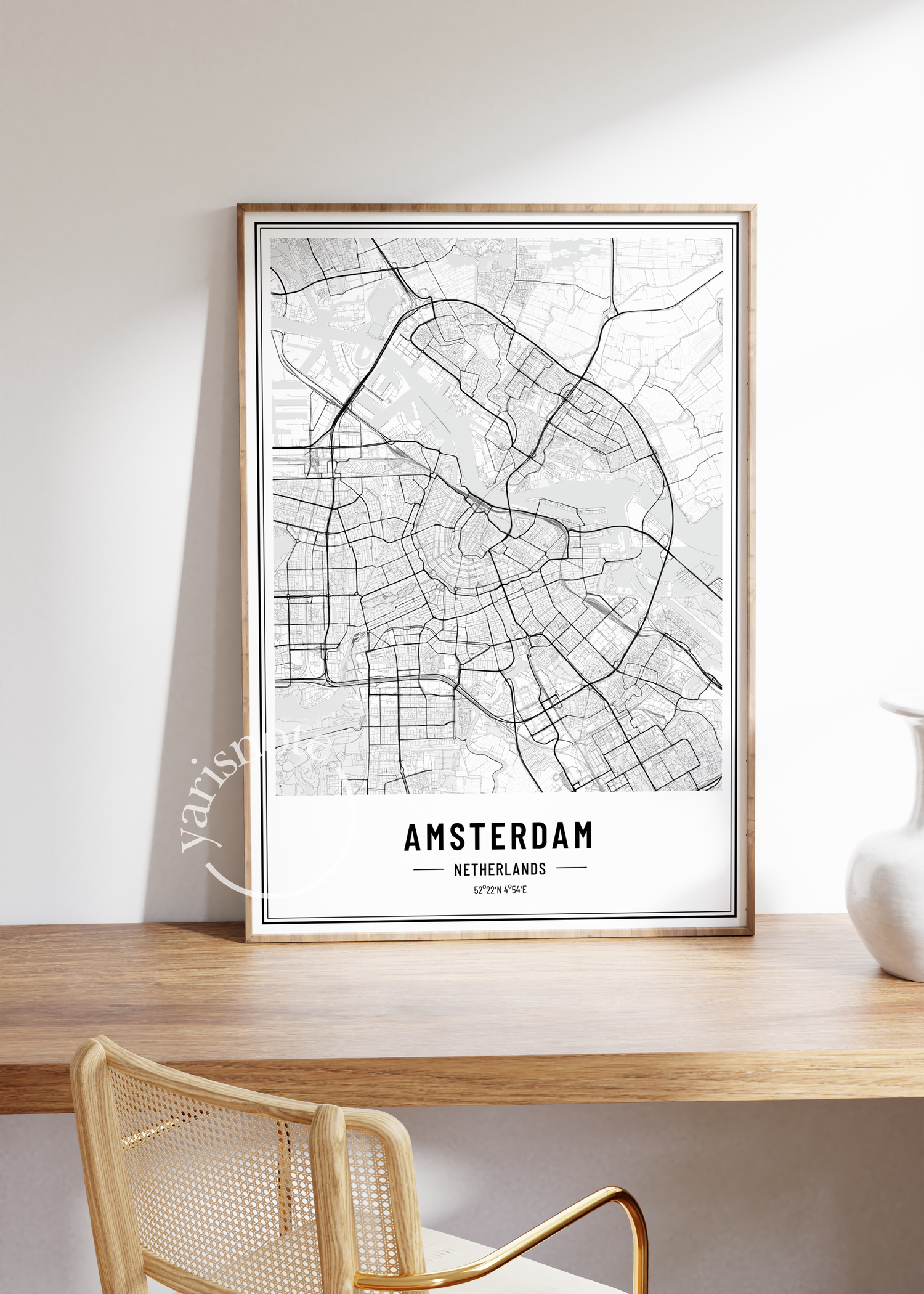 Amsterdam Map Çerçevesiz Poster