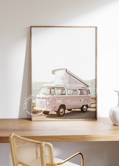 Pink Camper Van Unframed Poster