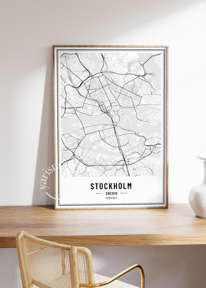 Stockholm Map Unframed Poster