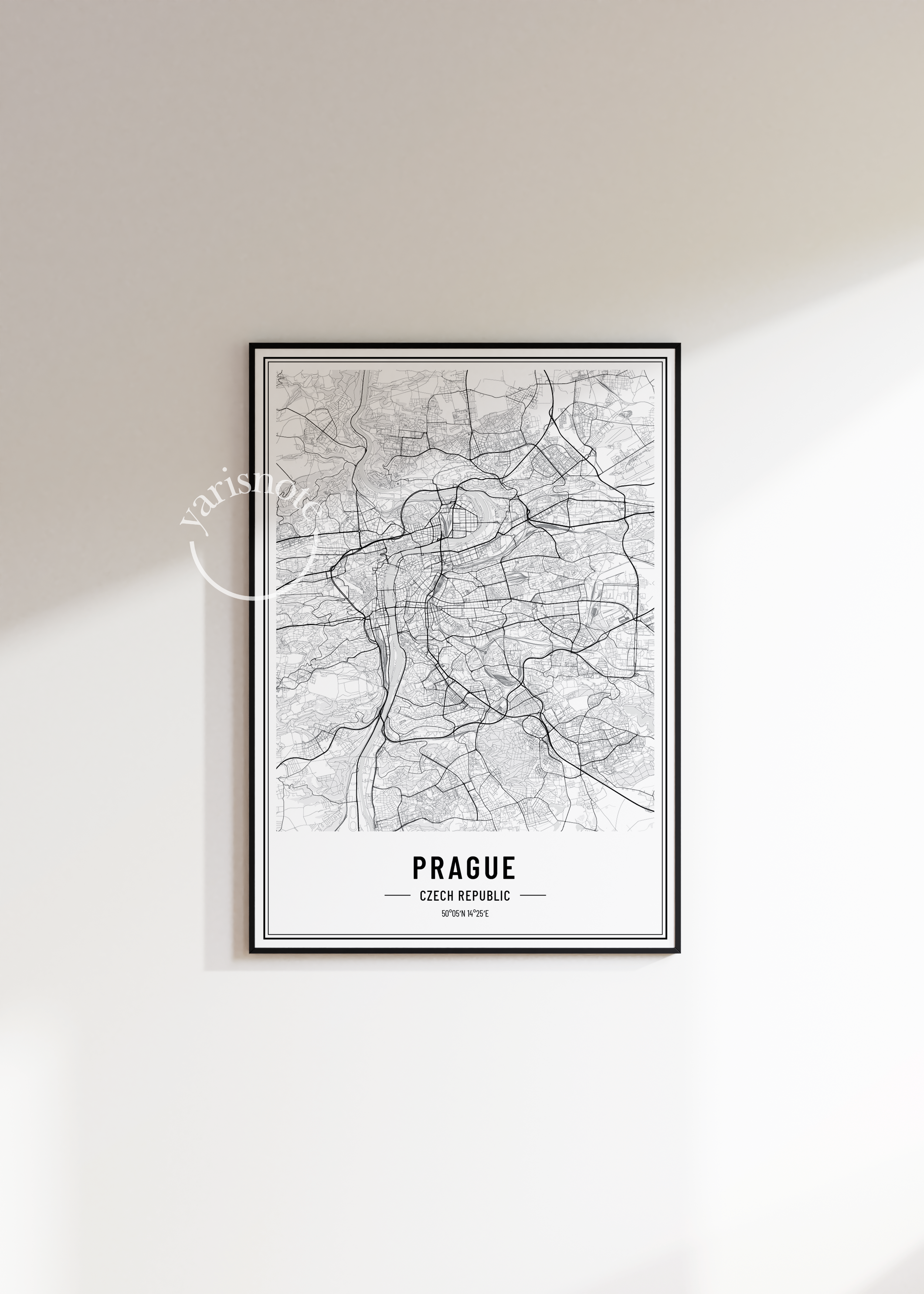 Prague Map Çerçevesiz Poster
