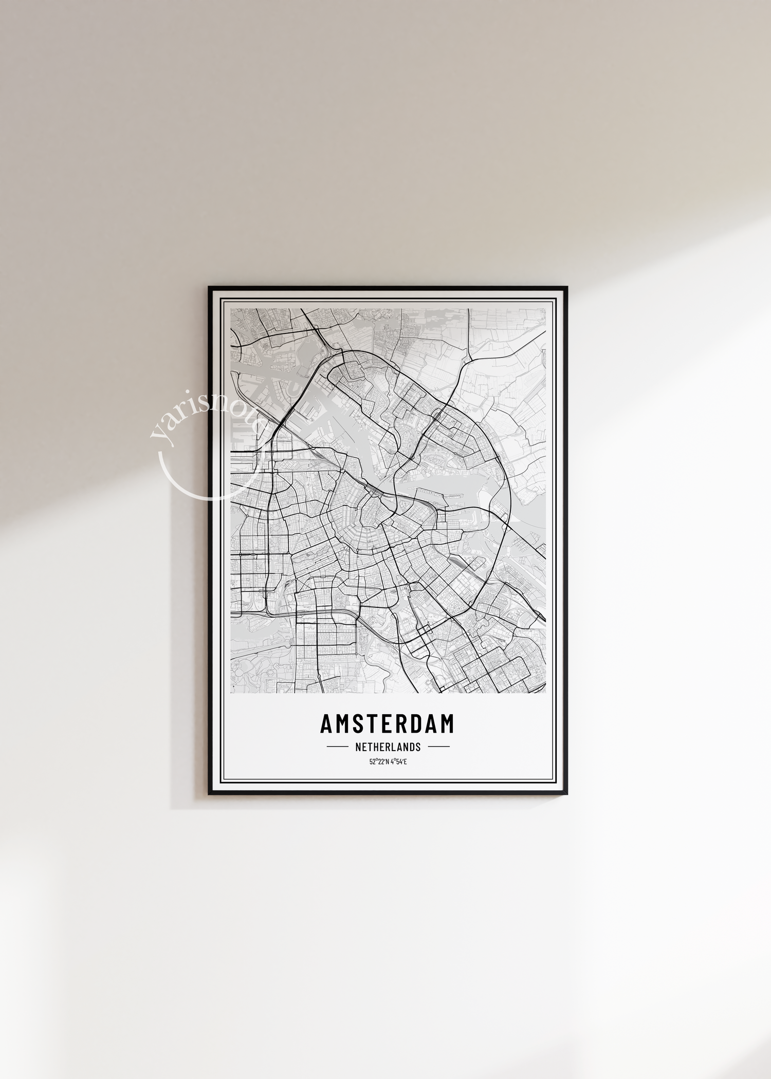 Amsterdam Map Çerçevesiz Poster