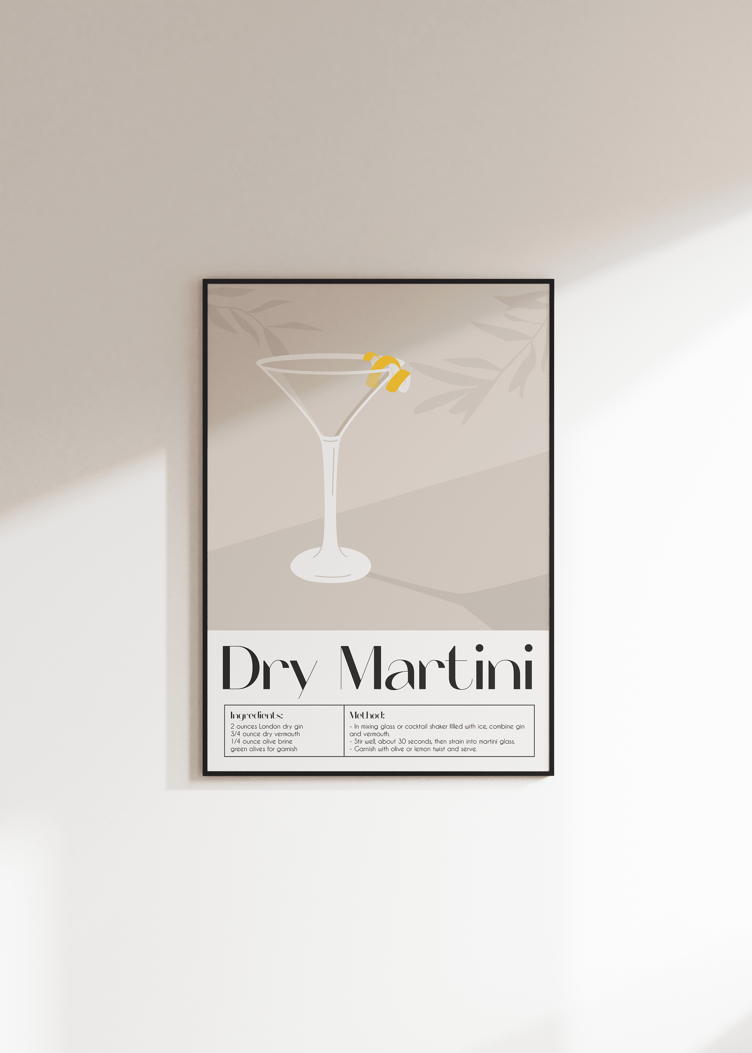 Cocktail Dry Martini Çerçevesiz Poster