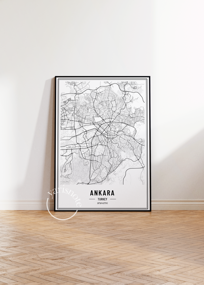Ankara Map Çerçevesiz Poster