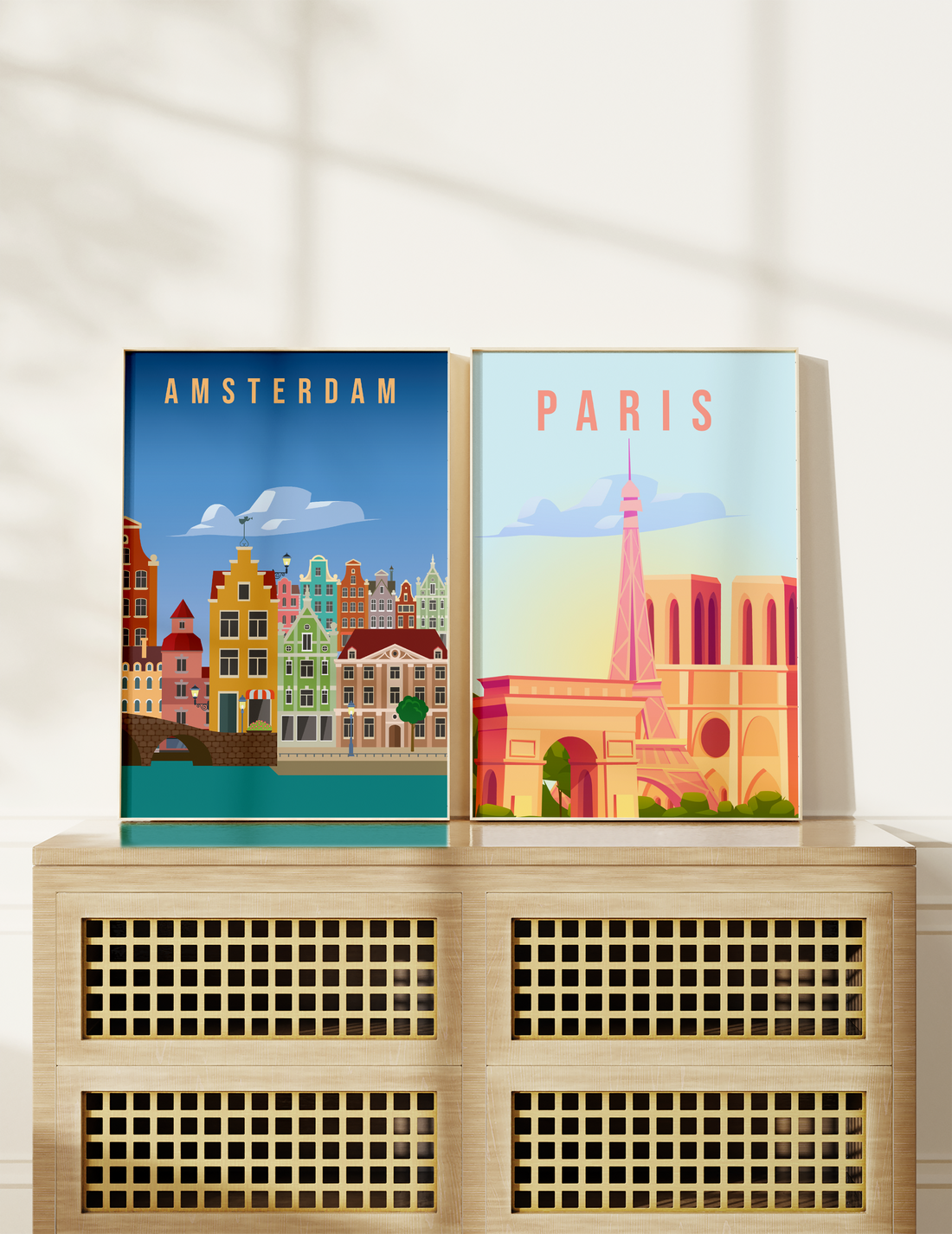 Amsterdam &amp;amp; Paris Set of 2 Unframed Poster
