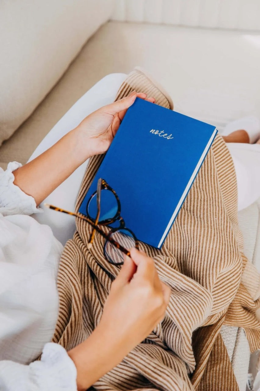 Linen Bound Lined Blue Notepad 