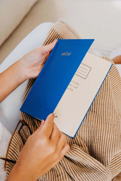 Linen Bound Lined Blue Notepad 