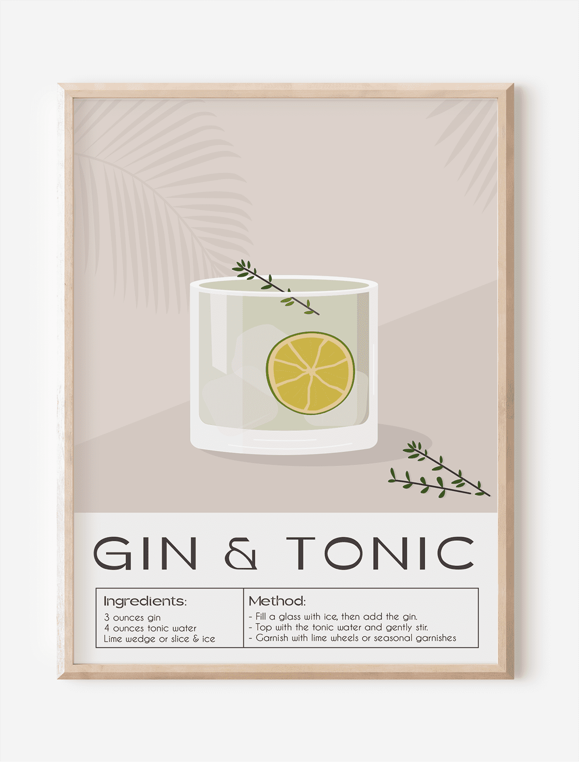 Cocktail Gin&amp;Tonic Çerçevesiz Poster
