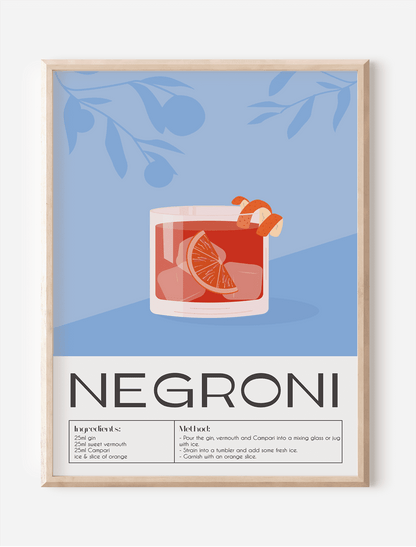 Cocktail Negroni Çerçevesiz Poster