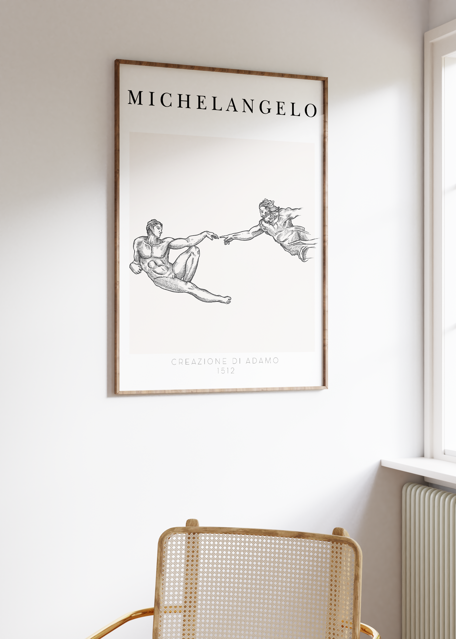 Michelangelo One Line Drawing Çerçevesiz Poster