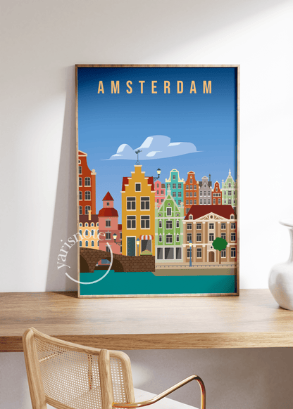 Amsterdam City Travel Çerçevesiz Poster