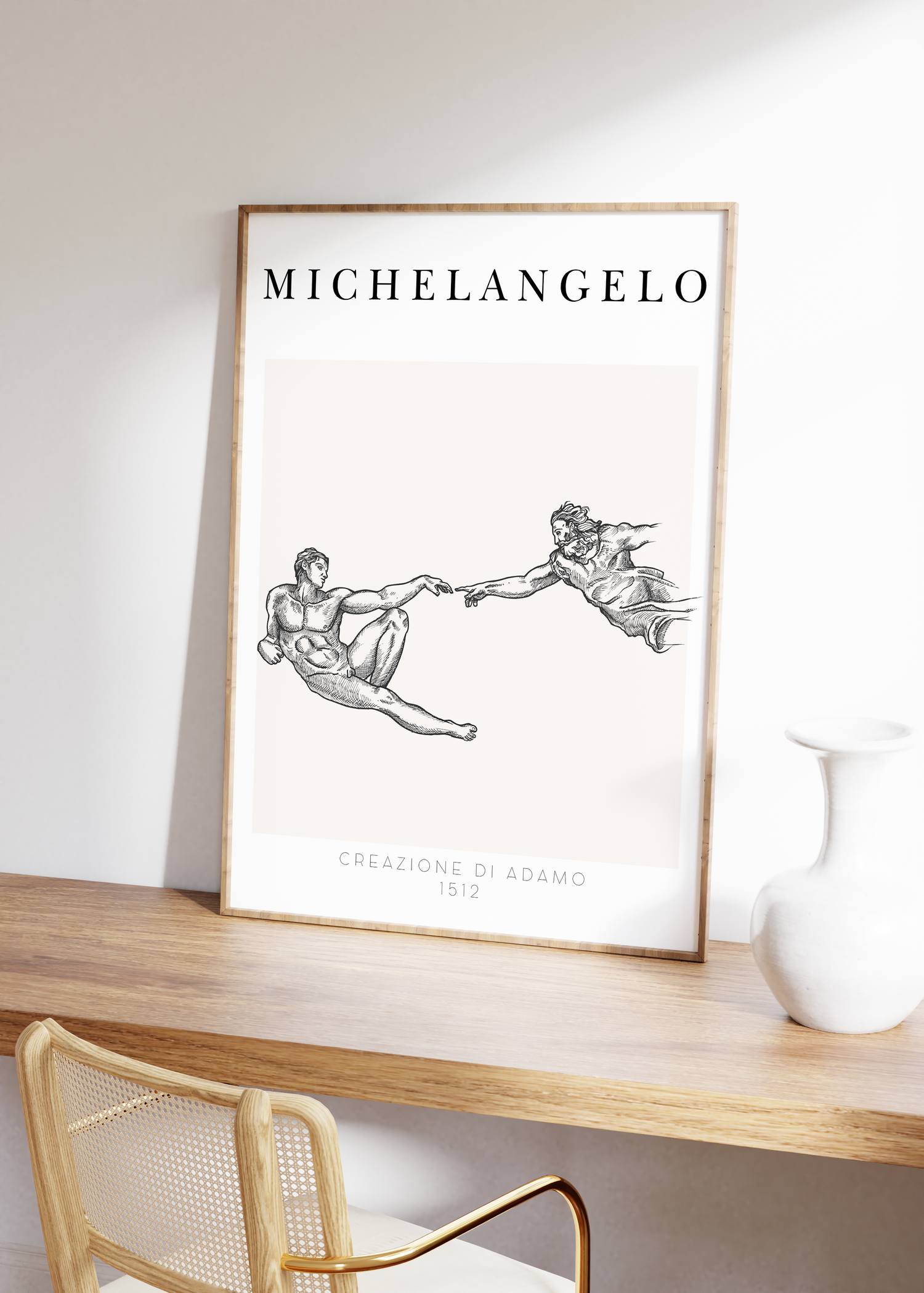 Michelangelo One Line Drawing Çerçevesiz Poster