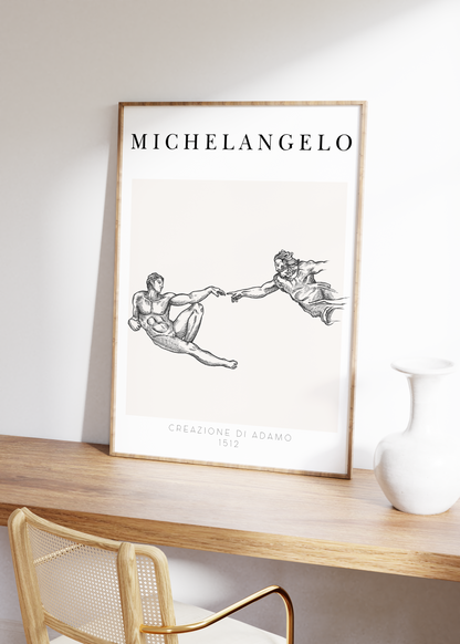 Michelangelo One Line Drawing Unframed Poster